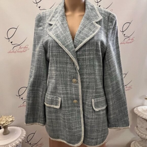 Spiegel Vintage Size 8. Tweed Nubby Fuzzy Braid Trim. Jacket. Lined. D - Picture 1 of 7